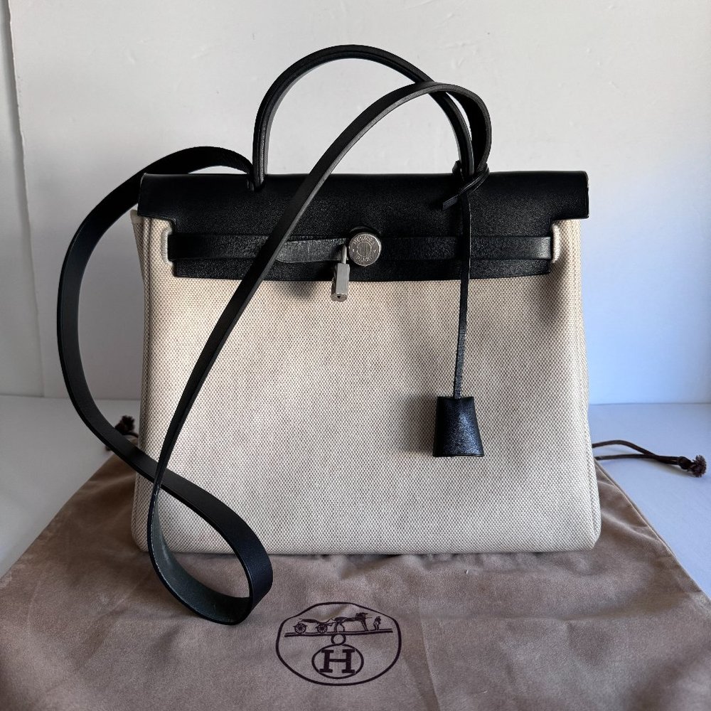 Hermes Herbag Toile and Leather PM
